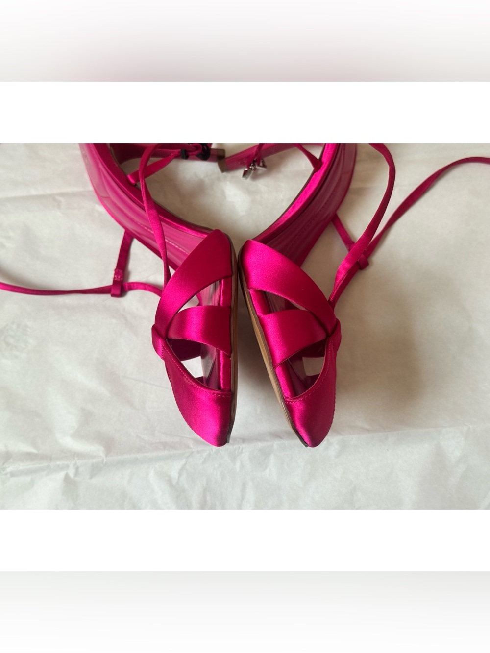 ZARA Fuchsia Satin High Heel Sandals - Picture 8 of 12